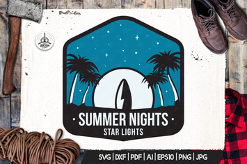 Surfing Vector Logo, Summer Retro Adventure Retro
