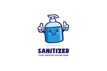 Hand Sanitizer Healthcare Cartoon Mascot Logo
