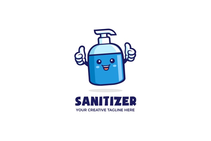 Hand Sanitizer Healthcare Cartoon Mascot Logo