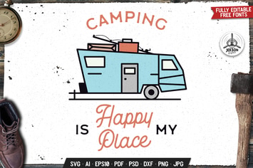 Camping Life Label Vector Travel Badge Graphic RV