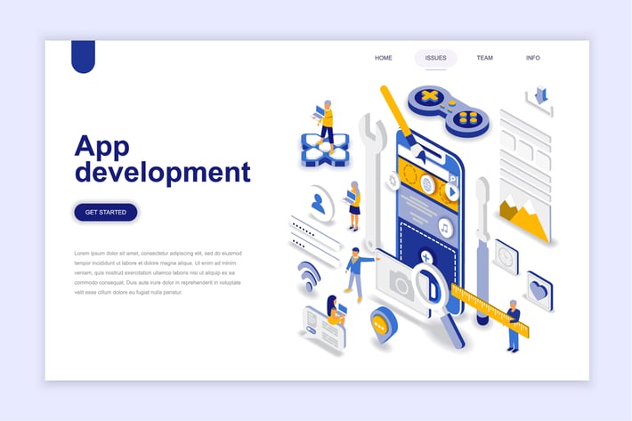 App Development Isometric Landing Page