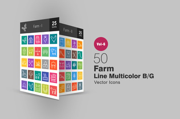 50 Farm Line Multicolor B/G Icons