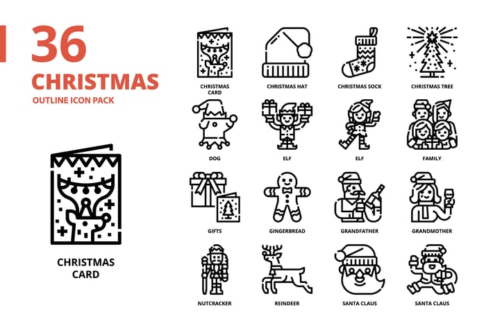 Christmas Outline Style Icon Pack
