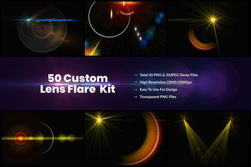 50 Custom Lens Flare & Light Effects kit