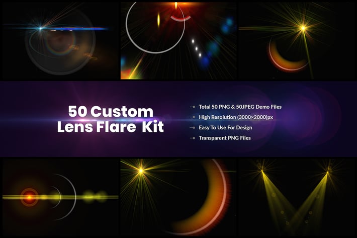 50 Custom Lens Flare & Light Effects kit