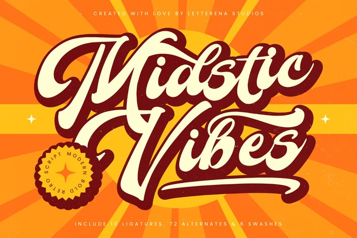 Midstic Vibes Modern Bold Retro Script