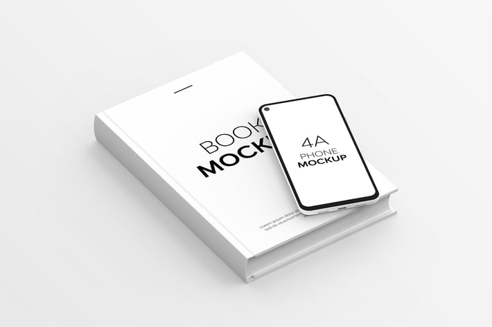Book & 4A Phone Mockup