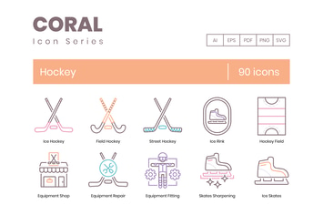 90 Hockey Line Icons 