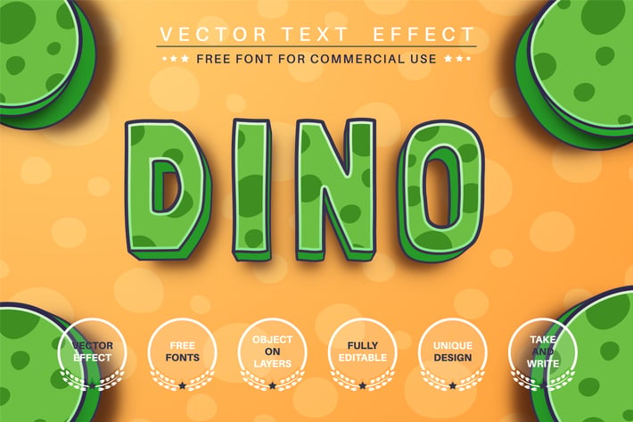3D dino - editable text effect, font style