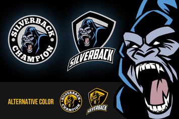 Angry Silverback Gorilla Emblem Badge Logo