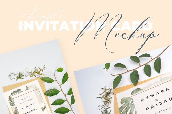Beautiful Realistic Wedding Invitation Mockup V4