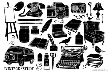 Vintage Study Silhouette Graphic Illustrations