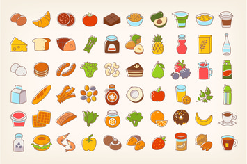 Colorful Line Stroke Food Icons
