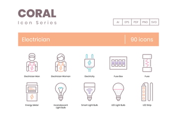 90 Electrician Line Icons