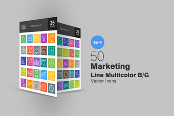 50 Marketing Line Multicolor Icons