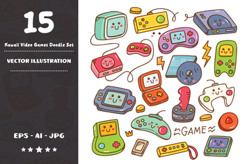 Kawaii Video Games Doodle Set