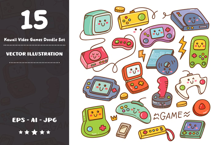 Kawaii Video Games Doodle Set