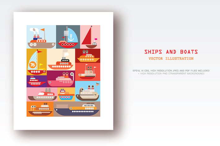 Ships and Boats pop art vector design