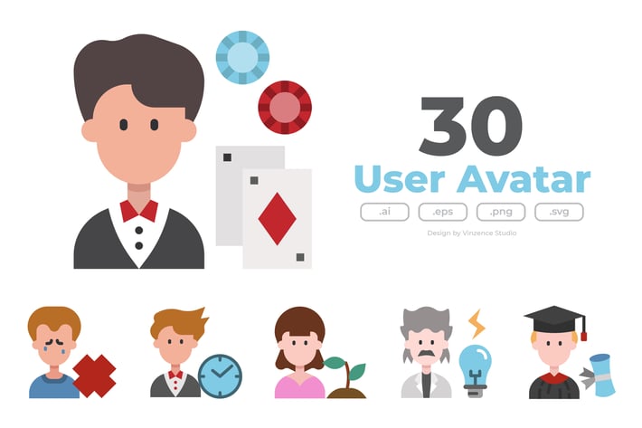 30 User Avatar Icons  - FLAT