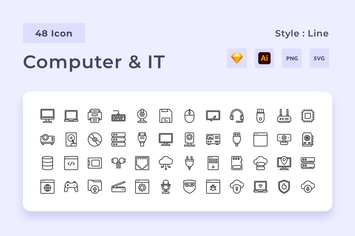 Computer & IT Outline Style Icon Pack