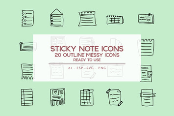 Outline Sticky Note Icons set