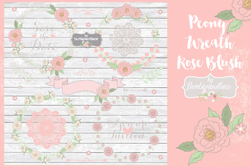 Peony Wreath Rose Blush Vector