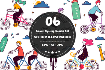 Kawaii Cycling Doodle Set