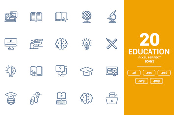 Flat line icons design - Education