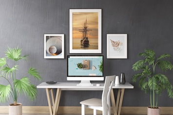 Desktop Screen And Frames Mock Up