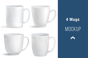 4 Mugs Mockup