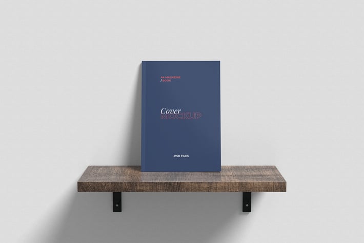 A4 Magazine or Book Cover Mockup on Floating Desk