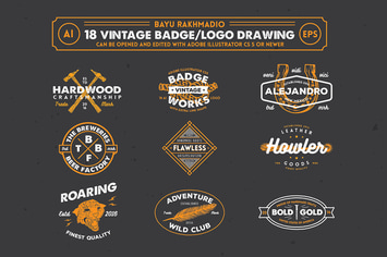 18 Hipster Vintage Badges 