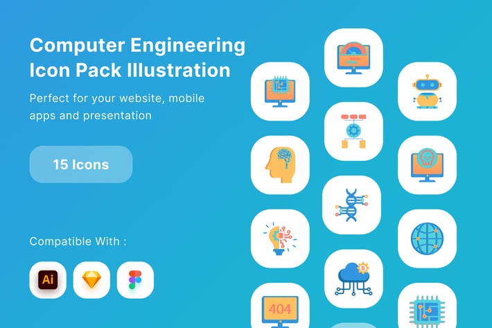 Computer Engineering Icon Pack Illustration