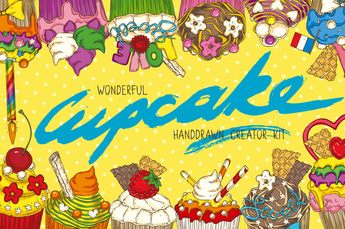 Cupcake. Hand Drawn Creator Kit