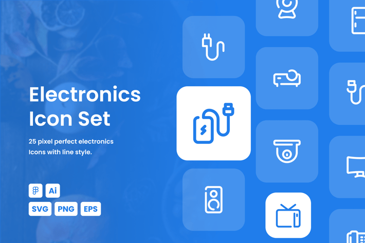 Electronic Dashed Line Icon Set