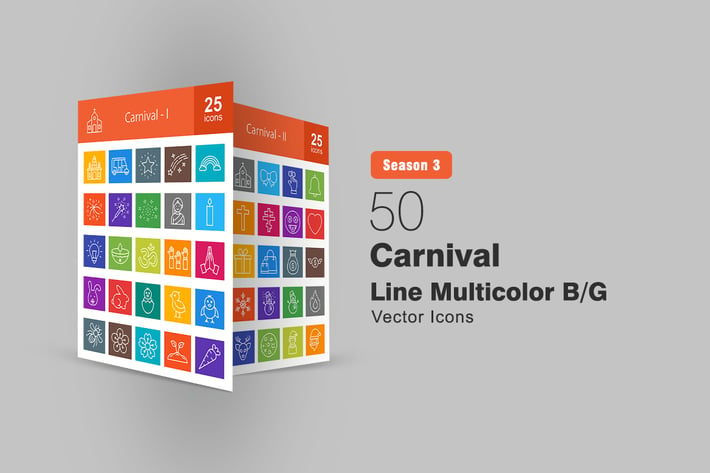 50 Carnival Line Multicolor B/G Icons