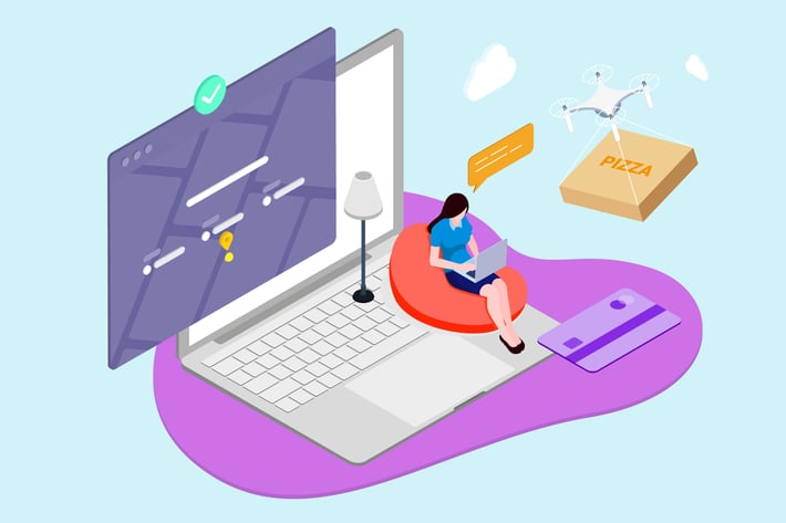 IOT Drone Delivery Isometric Illustration - TU