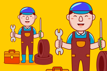 Mechanic Profession Cartoon Vector