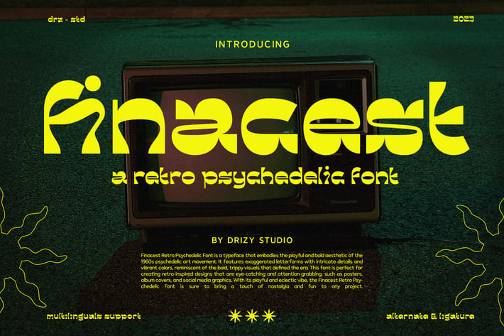 Finacest - Retro Psychedelic Font