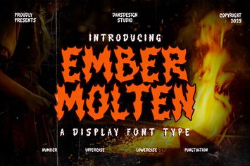 Ember Molten Fire Graffiti Metal Font