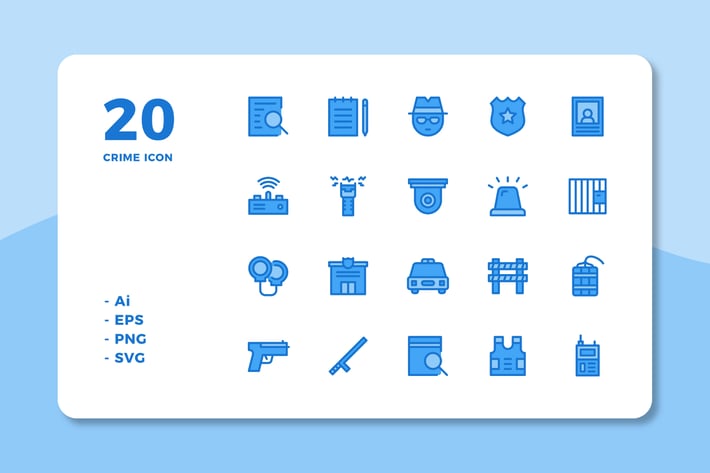20 Crime Icons (Lineal Color)