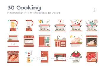 30 Cooking Icons - Flat