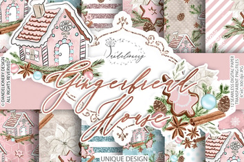 Gingerbread House digital paper pack