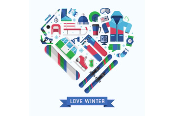 Love Winter Sports Heart Print