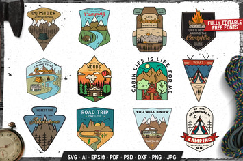 Camp Adventure Badges / Simple Travel Logo Patches