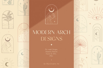 Bohemian Modern Arch Designs, Elements, Patterns.