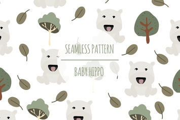 Baby Hippo – Seamless Pattern