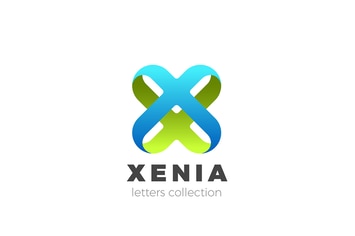 Letter X Logo design 3D Ribbon style