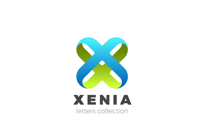 Letter X Logo design 3D Ribbon style