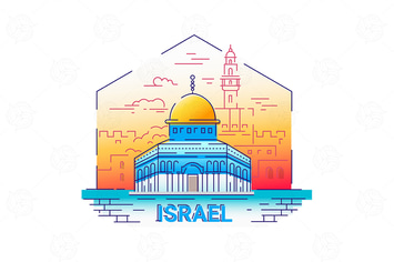 Israel - modern vector line travel illustration